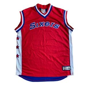 Majestic Hardwood Classics Philadelphia 76ers Sixers NBA Jersey Vtg Mens Sz 2XL